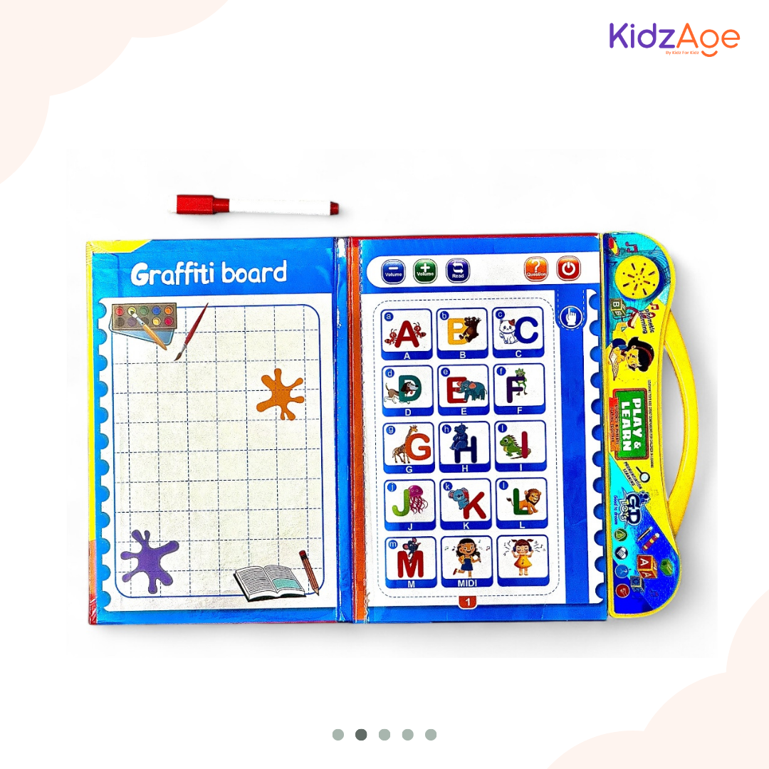 Play & Learn Intelligence Book | Interactive Musical Phonetic Learning for Kids 3+ | Educational ABC & 123 E-Learning Toy for Toddlers
