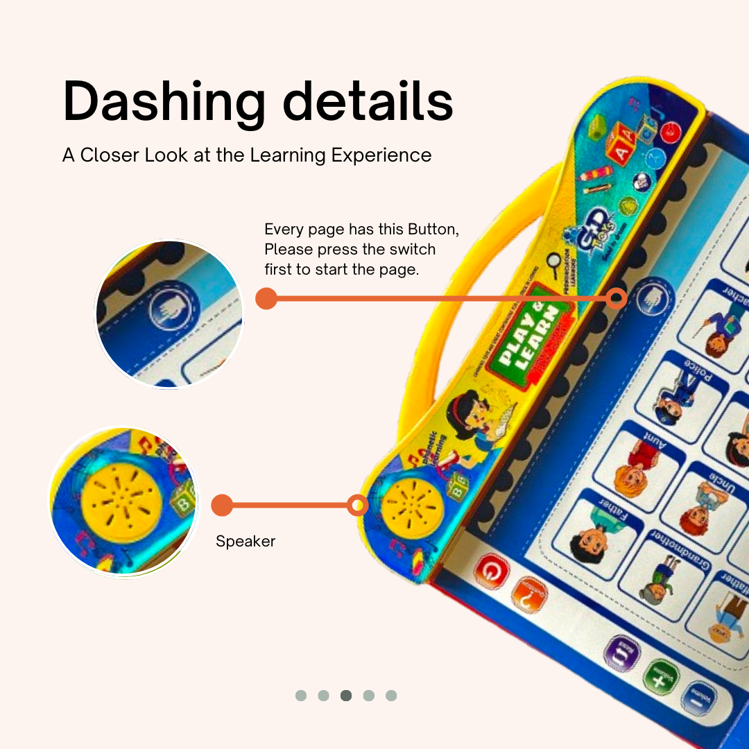Play & Learn Intelligence Book | Interactive Musical Phonetic Learning for Kids 3+ | Educational ABC & 123 E-Learning Toy for Toddlers