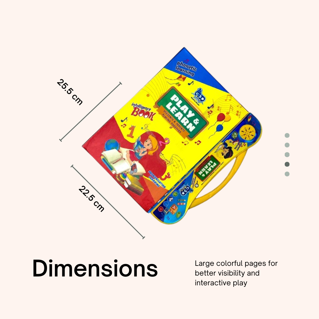 Play & Learn Intelligence Book | Interactive Musical Phonetic Learning for Kids 3+ | Educational ABC & 123 E-Learning Toy for Toddlers