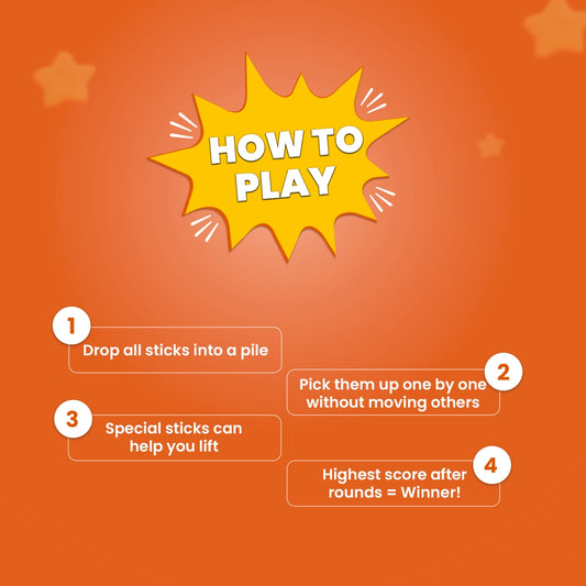 Colorful Mikado pick up sticks spread on table showing classic family strategy game