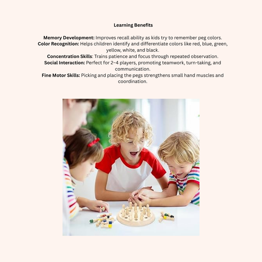 Wooden Memory Match Stick Chess Game | Colorful Brain Training Toy for Kids | Early Learning & Family Fun Board Game