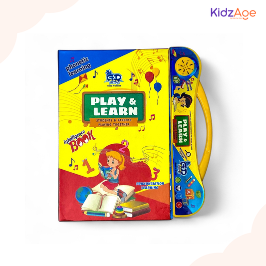 Play & Learn Intelligence Book | Interactive Musical Phonetic Learning for Kids 3+ | Educational ABC & 123 E-Learning Toy for Toddlers