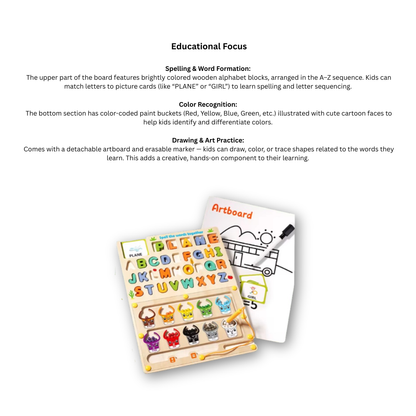 Letter Maze Training Toy | Wooden, Color & Letter Matching Game for Kids 3+ | Montessori Educational Learning Toy