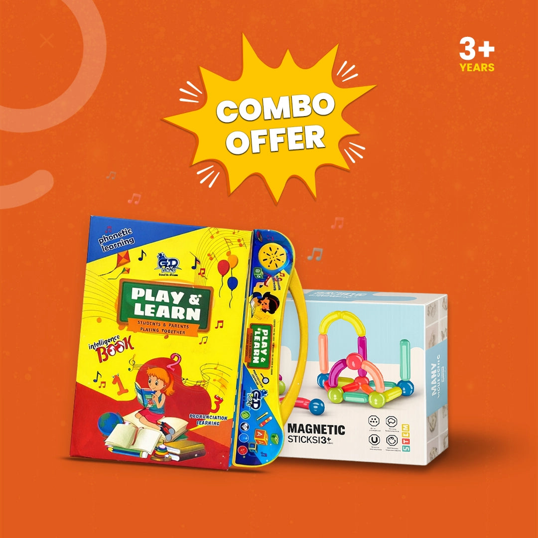 KidzAge learning combo intelligence book and magnetic sticks set for kids educational toy
