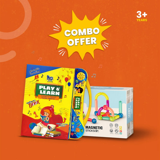KidzAge learning combo intelligence book and magnetic sticks set for kids educational toy