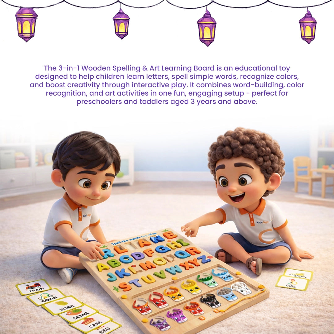 KidzAge Eid Learning Combo Gift | Spelling Maze + Tracing Line + Mikado Sticks Game