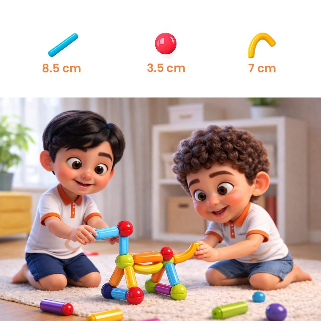 Close up of strong magnetic sticks and balls with secure connections for stable building