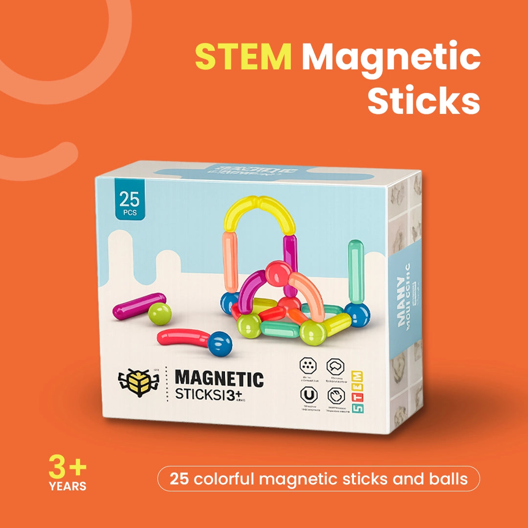 STEM magnetic sticks building set 25 pieces colorful construction toy for kids age 3+