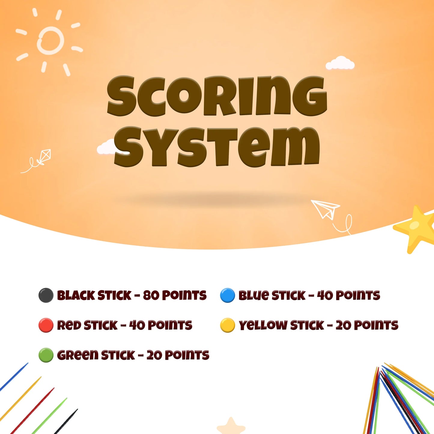 2 x Mikado Jumbo Plastic Sticks, Fun Family Indoor Board Game for Adults and Kids