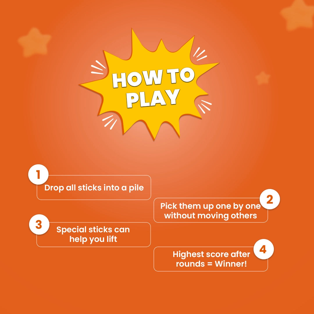 Colorful Mikado pick up sticks spread on table showing classic family strategy game