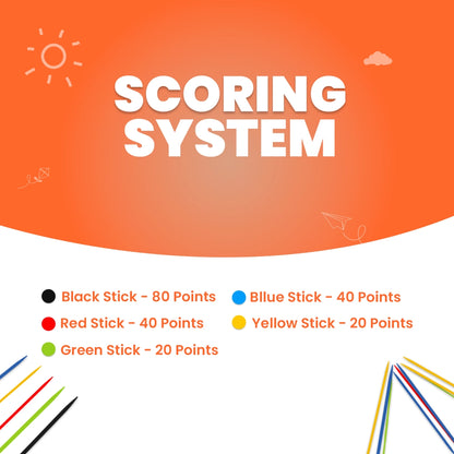 Family enjoying Mikado sticks pick up game together during indoor game night