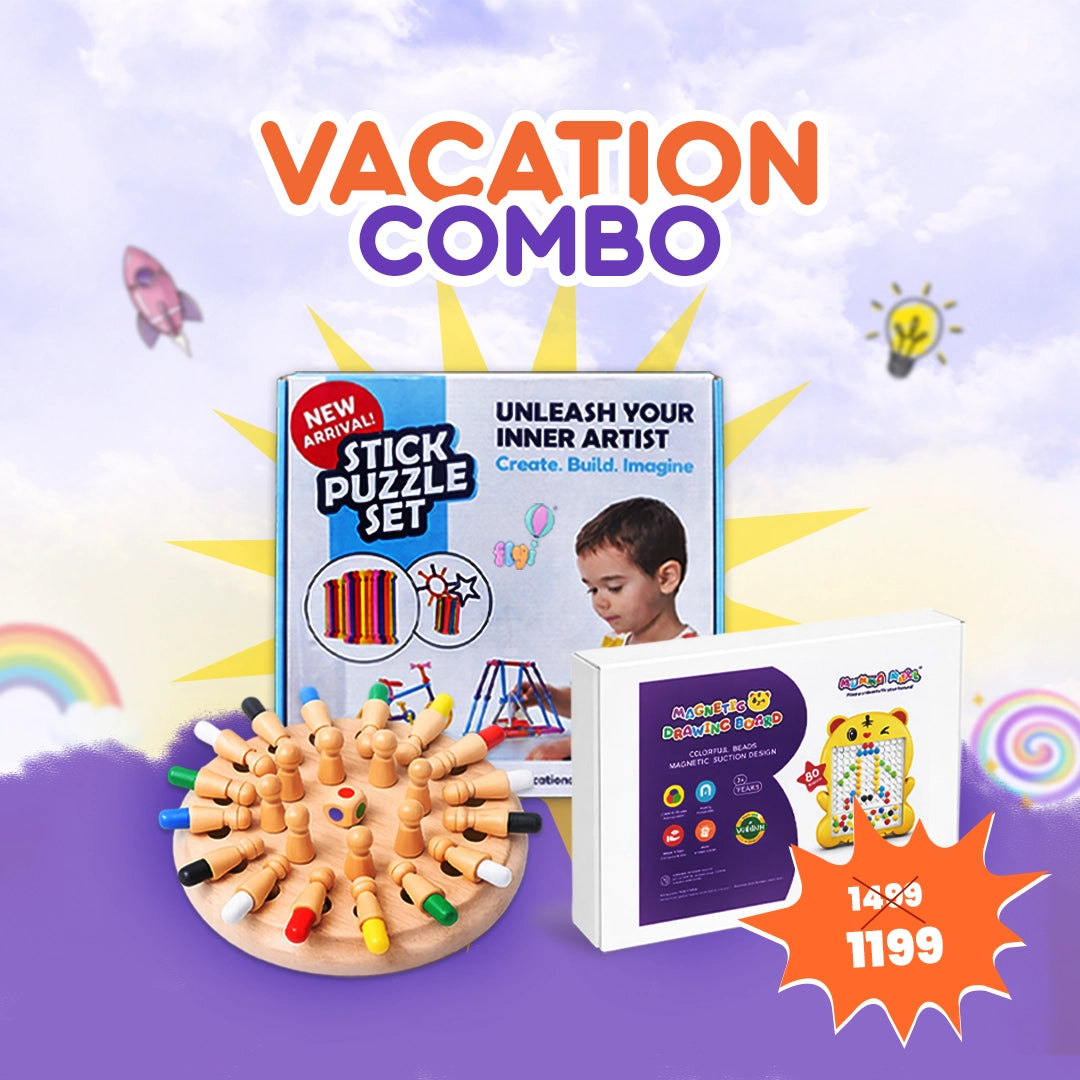 kidzage magnetic drawing board combo with memory game and stick puzzle set for kids