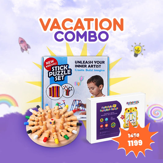 kidzage magnetic drawing board combo with memory game and stick puzzle set for kids