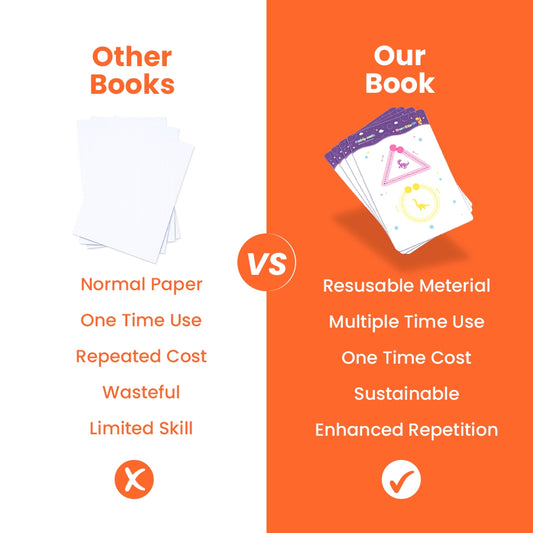 Kids tracing workbook with erasable markers and cleaning duster included