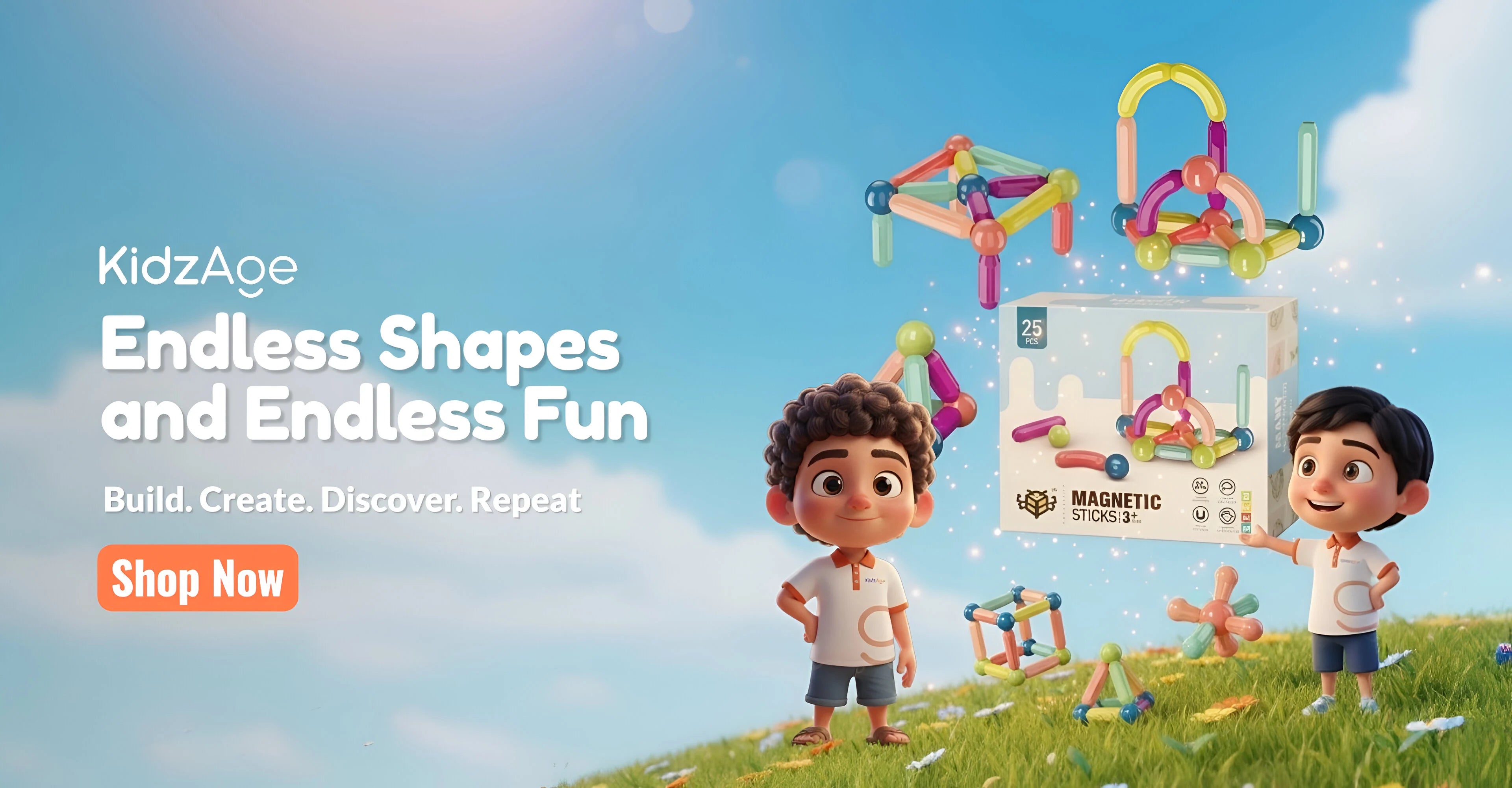 KidzAge STEM magnetic sticks 25pcs building toy for kids