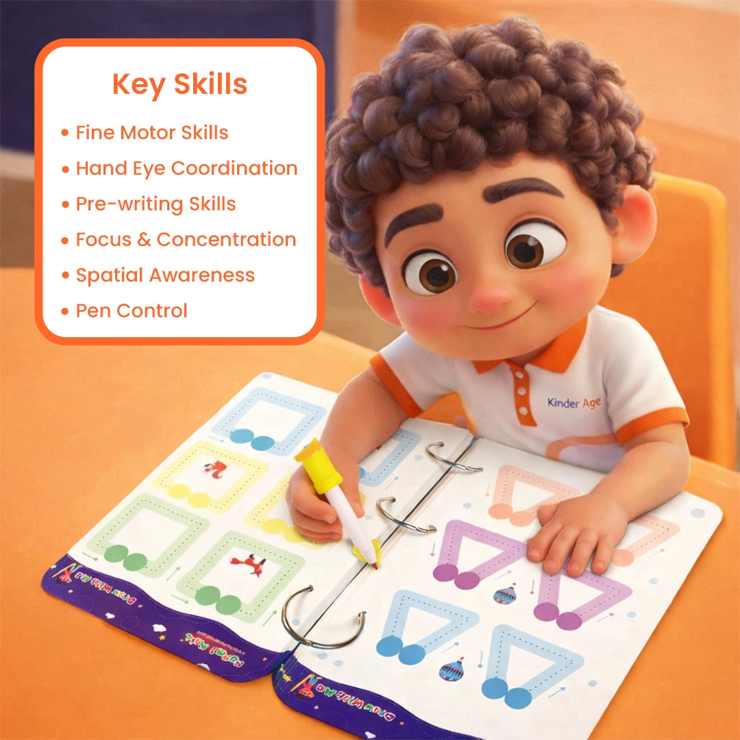 Tracing line activities to improve pen control and fine motor skills for kids